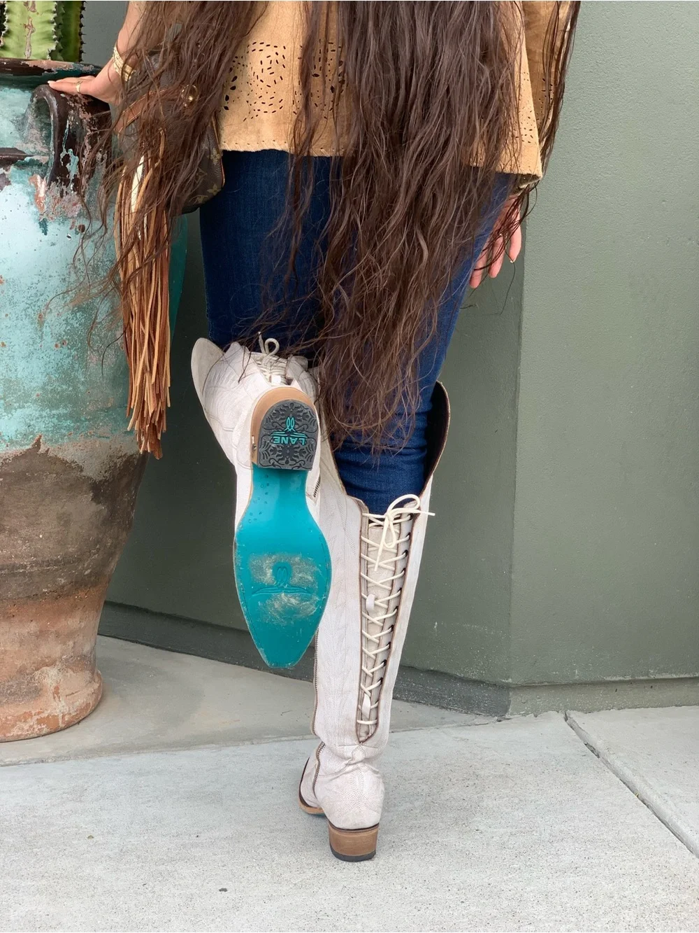 Lane Over-the-Knee White Cowgirl Boots